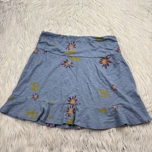 Toad & Co Women's S Blue Floral Chaka Skirt Pull On Resort Vacation Beach